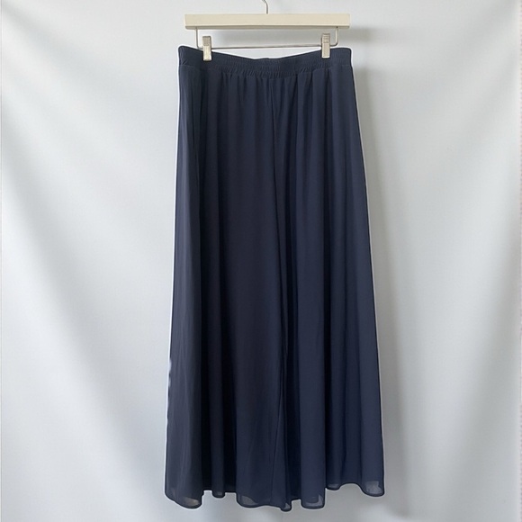 Halara High Waisted Mesh Wide Leg Pants Navy Blue L NWT Athleisure Travel Flowy - Picture 2 of 6